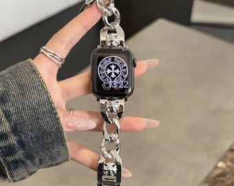 Gothic Style Apple Watch Band | Silver Gold Bracelet Strap for Women | Compatible with 49mm 45mm 41mm 40mm Series 9 8 7 6 SE