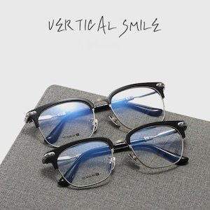 Sanctuary Titanium Eyeglasses Frame for Men, Oversized Lightweight Eyewear, Unique Irregular Shape, Durable  Stylish Glasses, VERTICAL SMILe