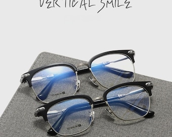 Titanium Irregular Eyeglasses: Oversized Stylish Glasses Frame