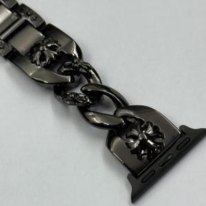 Black Waterproof Gothic Punk Apple Watch Band for Men & Women | Black Metal Bracelet Strap | Fits 49mm 45mm 41mm 40mm Series 9 8 7 6 SE