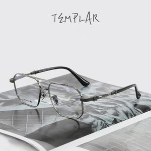 Sanctuary Titanium Eyeglasses Frame for Men - Oversized Lightweight Eyewear, Unique Irregular Shape, Gift for Him, Durable & Stylish,TEMPLAR