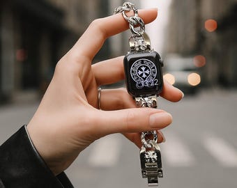 Gothic Style Apple Watch Band | Silver Gold Bracelet Strap for Women | Compatible with 49mm 45mm 41mm 40mm Series 9 8 7 6 SE