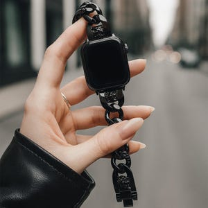 Gothic Apple Watch Band: Black & Gold 925 Silver Bracelet