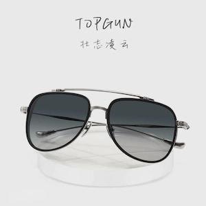 Men’s Ultra-Light Titanium Aviator Sunglasses | Oversized Gothic Punk Pilot Shades, Luxury Vintage Driving Sunglasses, CALL TOPGUN