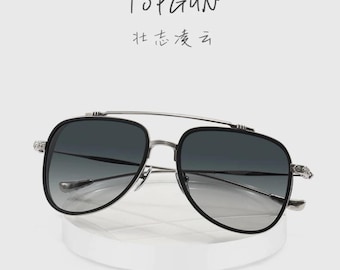 Titanium Aviator Sunglasses: Oversized Gothic Punk Pilot Shades