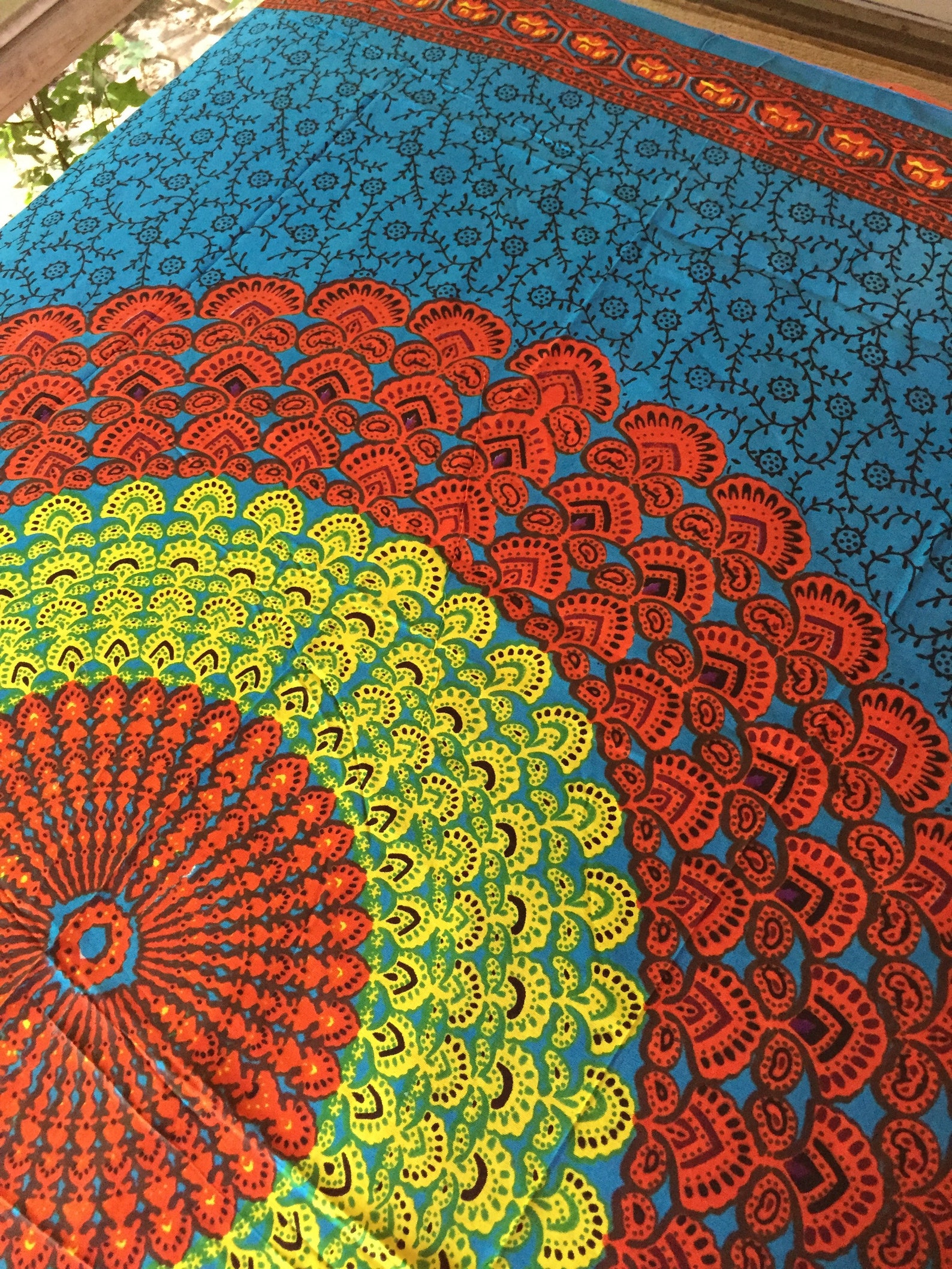 Bohemian Hippie Fabric Colorful Starburst Pattern Blue Etsy