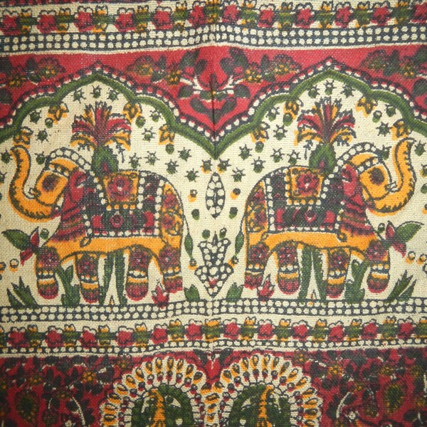 Hippie Tapestry Fabric - Bohemian Indian Paisley Elephant Pattern