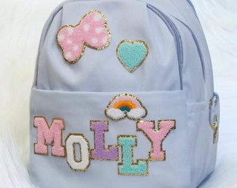 personalized nylon backpack chenille letter backpack girls backpack