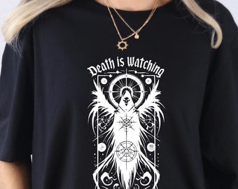 Shadow of the Reaper Shirt, Death is Watching Tee, Gothic Grim Reaper Sweatshirt, Dark Academia Shirt, Shinigami T-Shirt, Anime Gift