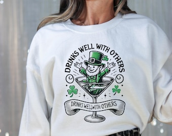 St Patricks Day Shirt, Leprechaun Martini Tee, Lucky Sweatshirt, Saint Patricks Day Gift, Funny Irish Shirt, Green Beer Party Tee