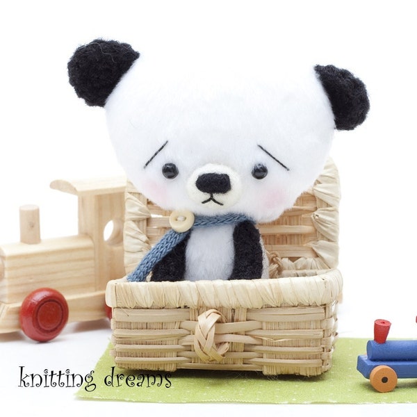 Panda  -miniature amigurumi teddy bear toy- make to order-