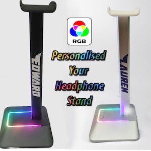 Personalised RGB Headphone Holder Head Mounted Headphone Stand Rack Non-slip Base Desktop Organizer Gamer Christmas Gift For Him Her