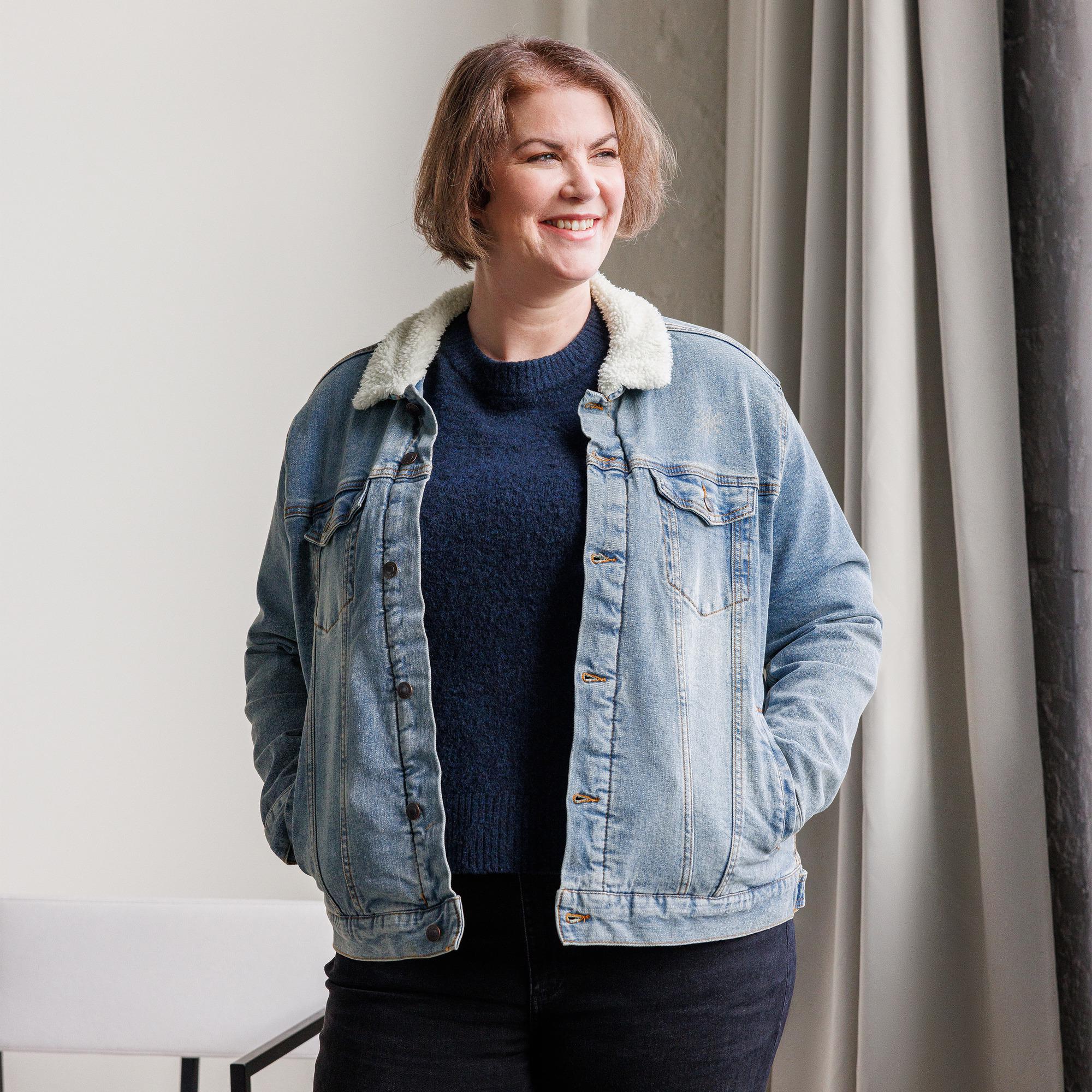 Black denim jacket with sherpa lining hot sale