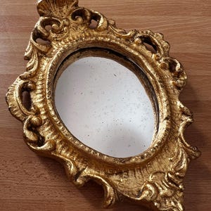 Vintage Italian Gilded Mirror | Hand Carved Wood Frame| Antique Patinated Glass| Baroque/Rococo Home Decor