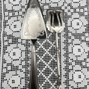 Vintage Silver Plated Dessert Server and Tongs – Italian Mid-Century Cake & Pastry Serving Set