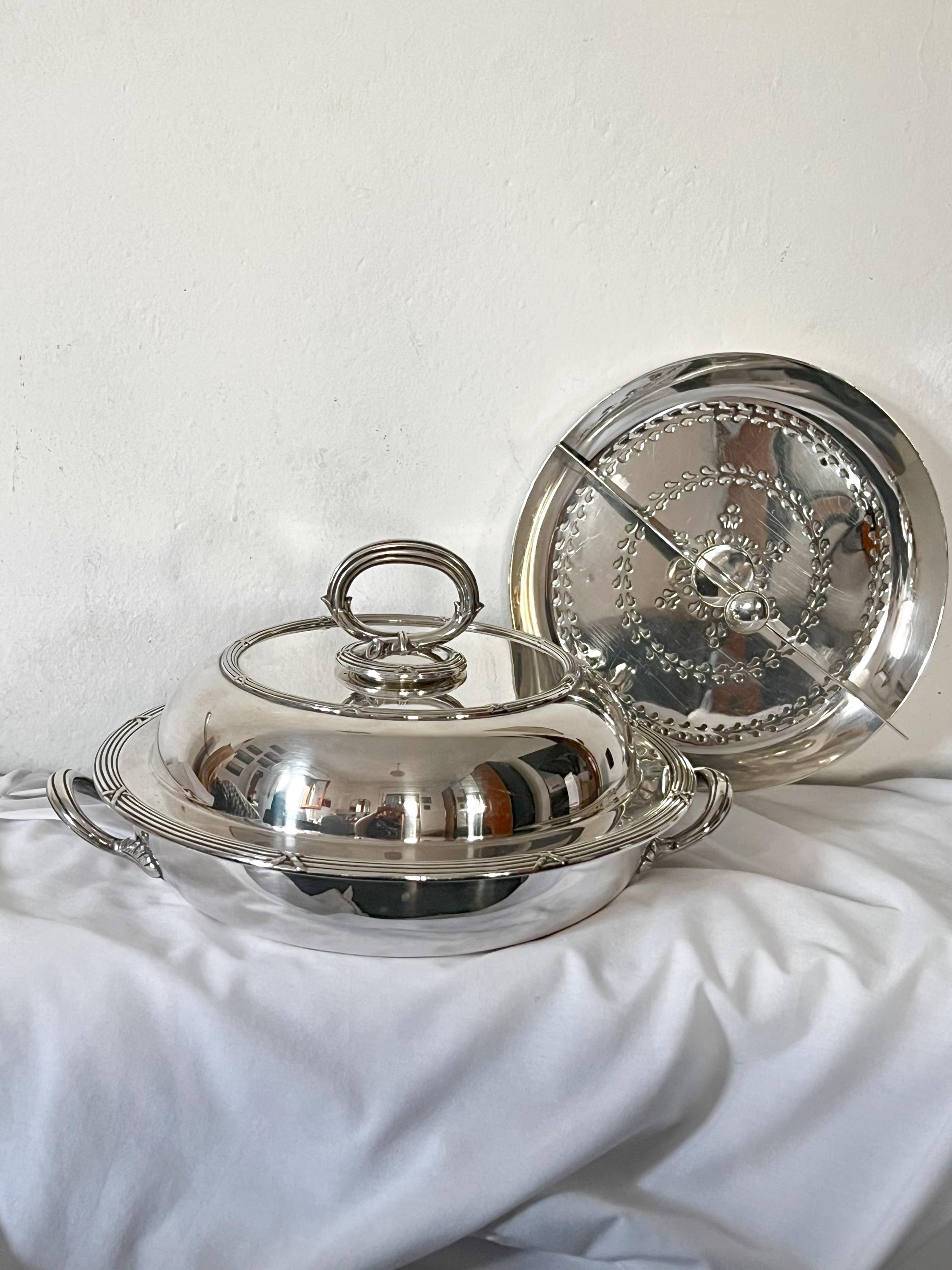 Antique Silver Plated Entree Server With Insert | Vintage Mappin