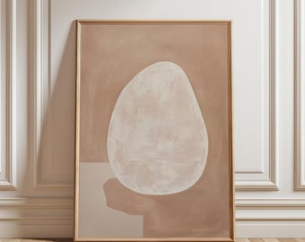 Boho Wall Art Printable, Neutral Abstract Shapes, Beige Minimalist Digital Download