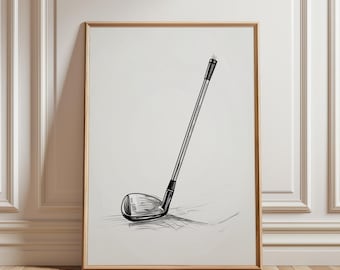 Arte mural de golf, impresión minimalista de palos de golf, decoración deportiva moderna para el hogar