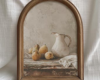 Kitchen Wall Art Pear Still Life | Digital Download | Rustic Vintage Fruit Artwork for Kitchen Decor Grandmillennial Wall Art