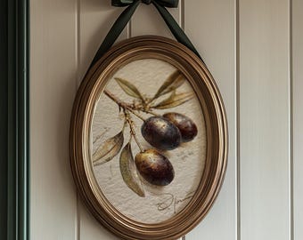 Kitchen Wall Art Olive Branch | Digital Download | Rustic Mediterranean Olive Botanical Artwork
