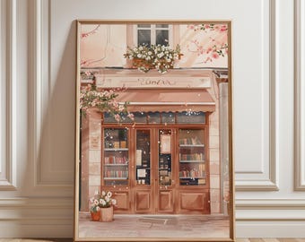 Bookish Wall Art, Cozy Bookstore Print, Romantic Literary Home Decor