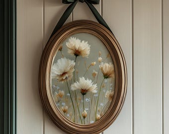 Living Room Wall Art Printable, Neutral Wildflower Botanical Art, Beige Floral Wall Decor, Soft Nature Artwork Grandmillennial