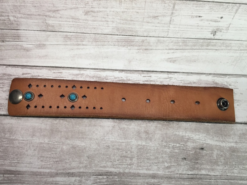 Upcycled Turquoise Studded Leather Shawl Cuff