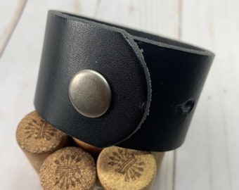 Upcycled Black Leather Shawl Cuff