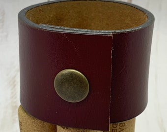 Upcycled Burgundy Leather Shawl Cuff