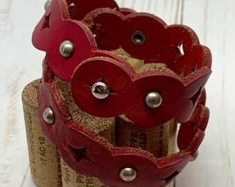 Upcycled Circles & Studs Leather Shawl Cuff