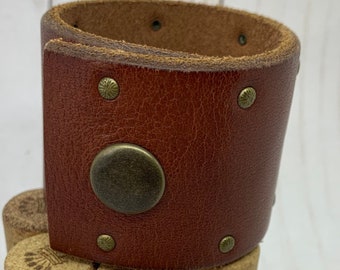 Upcycled Studded Leather Shawl Cuff