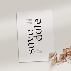 Intemporelle carte « Save The Date » - modèle sur toile « Save The Date » - téléchargement immédiat - faire-part de mariage - collection audacieuse
