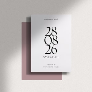 Minimale Save The Date Card - huwelijksaankondiging - Canva-sjabloon - digitale download - bewerkbare Save The Date-uitnodiging - zachte belofte
