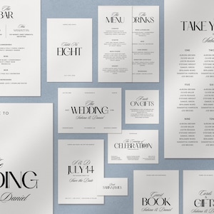 Classic Wedding Day Stationery Bundle - Elegant Wedding Bundle Canva Template - Minimalist Wedding Suite - The Grand Luxe