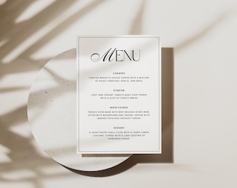 Modern Wedding Menu Template – Editable Canva Food & Drinks Card