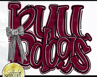 Bulldogs Maroon Spirit PNG, Cheer Competition Playoff Bow Shirt Design (Digital Download) DTF, Sublimation