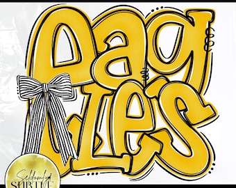 Eagles Athletic Gold Yellow Black White PNG, School Spirit Team Mascot Design (Digital Download)