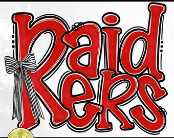 Raiders Red, Black and White PNG, Cheer Competition Bow Shirt Design (Digital Download)