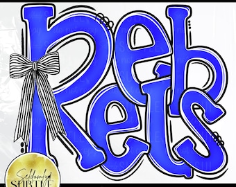 Rebels Royal Blue Black White PNG, projekt maskotki drużyny szkolnej (pobranie cyfrowe)