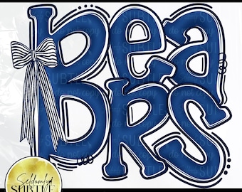 Bears Royal Blue and White PNG, Cheer Competition Bow Shirt Design (Digital Download)