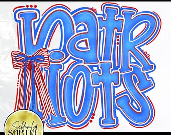 Patriots Sports Spirit PNG, Red White Blue Cheer Design (Digital Download)