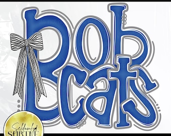 Bobcats Blue Gray White PNG, projekt maskotki drużyny szkolnej (pobieranie cyfrowe)