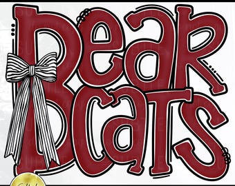 Bearcats Maroon Black White PNG, School Spirit Team Mascot Design (Digital Download)