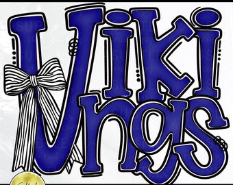Vikings Navy Blue White Black PNG, Cheer Competition Trendy Preppy Unique Bow Design (Digital Download)