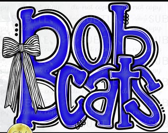 Bobcats Royal Blue Black White PNG, School Spirit Team Mascot Design (Digital Download)