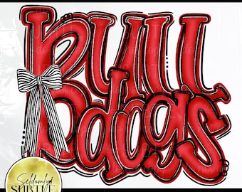 Bulldogs Glitter Spirit PNG, diseño de camiseta con lazo para playoffs de porristas (descarga digital), DTF, sublimación
