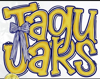 Jaguars Navy Blue Yellow Gold White PNG, Cheer Competition Trendy Preppy Unique Bow Design (Digital Download)