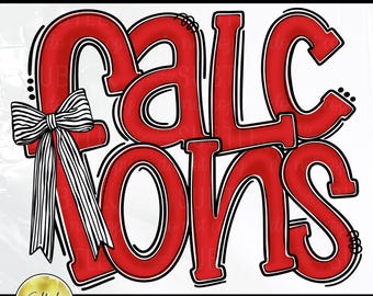 Falcons Red Black White PNG, Cheer Competition Trendy Preppy Unique Bow Design (Digital Download)