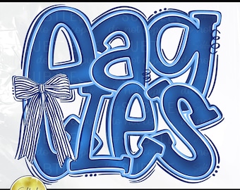 Eagles Blue White PNG, Cheer Competition Trendy Preppy Unique Bow Design (Digital Download)