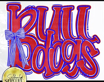 Bulldogs Mascot PNG, Blue Red White School Sports Cheer Design (Digital Download)